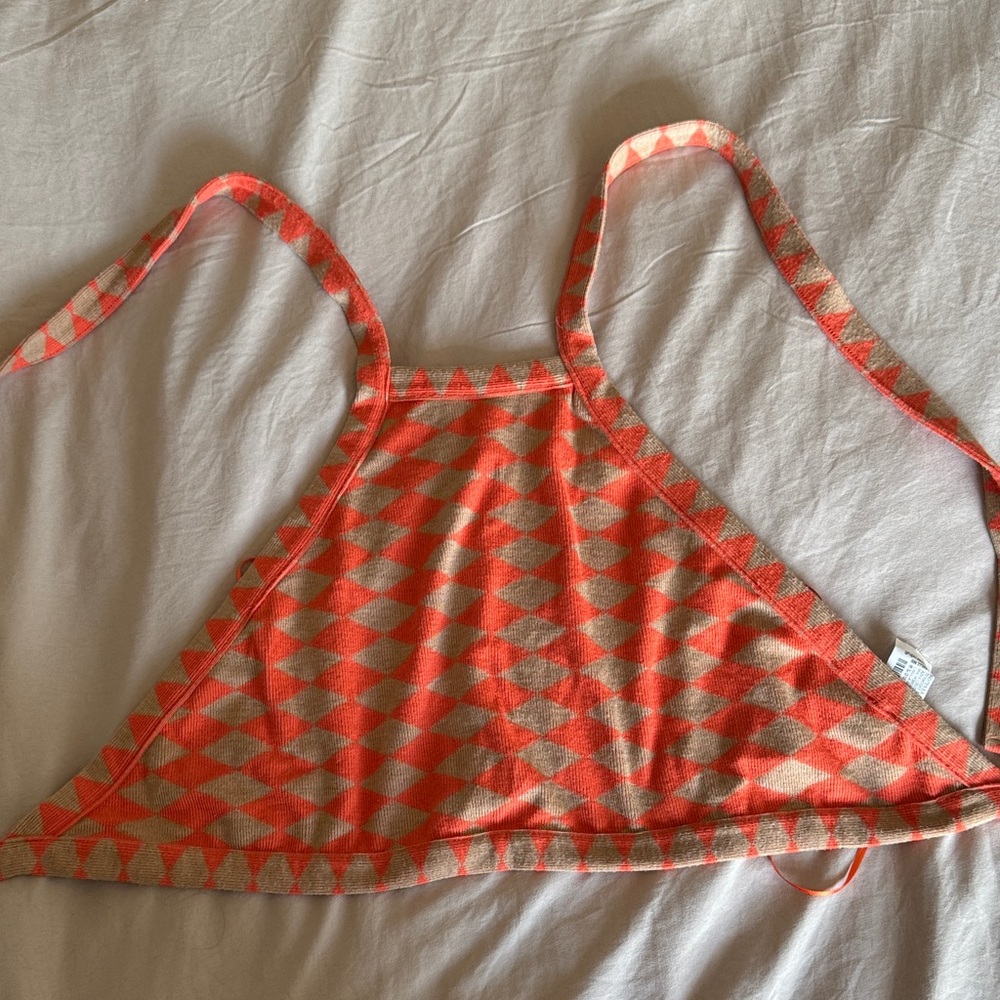 Zara Orange and Tan Patterned Top